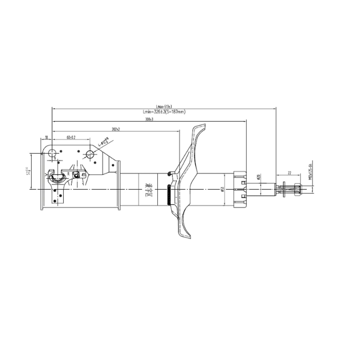 SAT Стойка передняя Mazda 323 98-03 / Familia 98-04 (Справа) STB25D34700