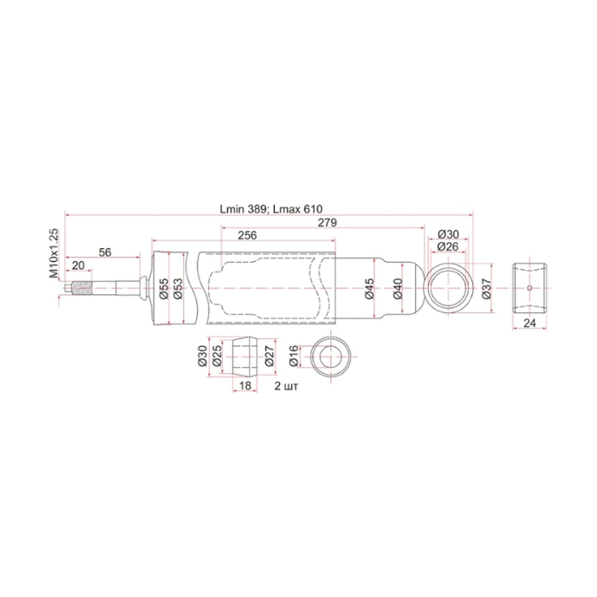 SAT Амортизатор Mitsubishi Fuso Canter FE5 93-02 / Fuso Canter FE6 93-02 (Спереди/ Справа=Слева) STMB025382