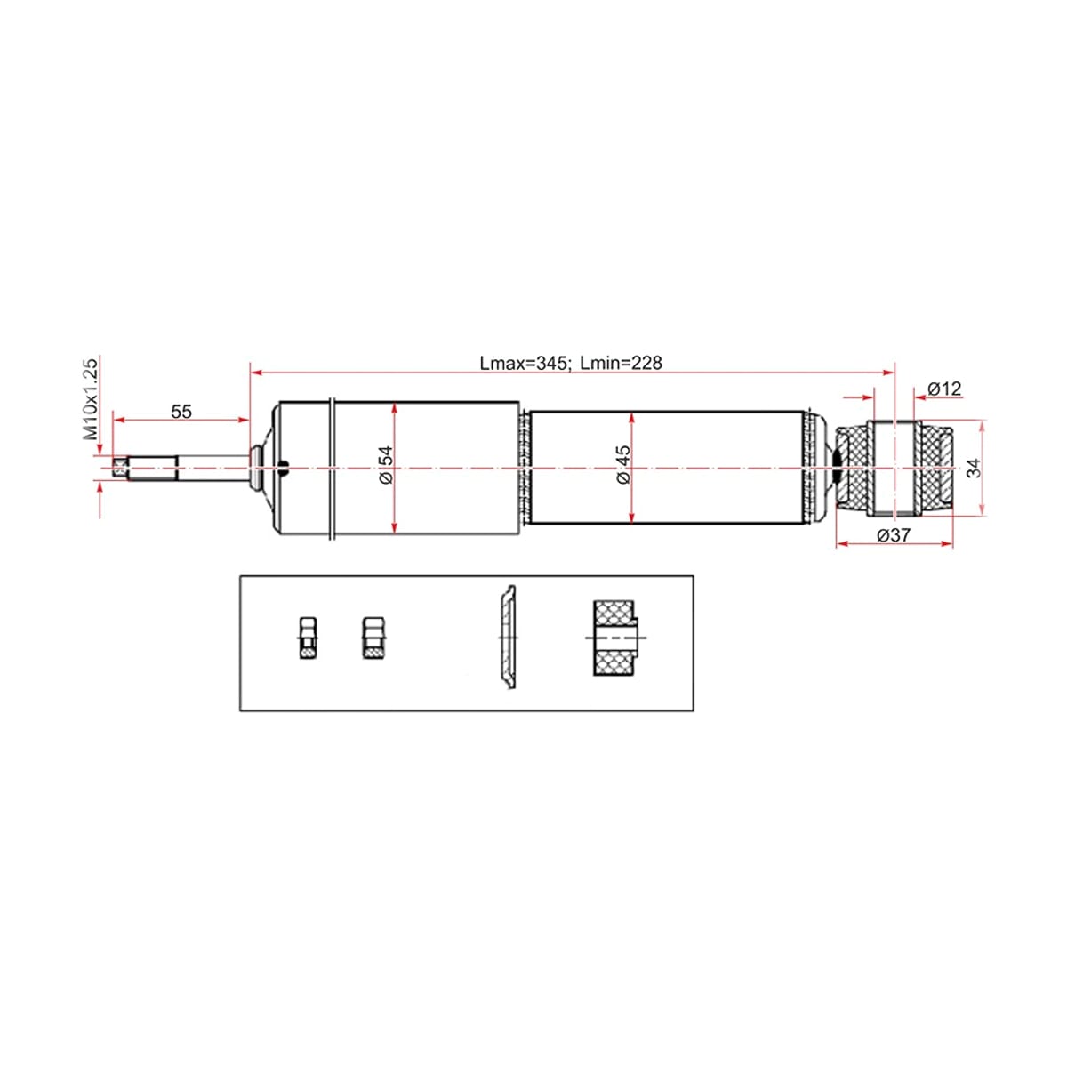 SAT Амортизатор Mitsubishi Pajero 91-00 / Challenger 96-01 (Спереди/ Справа=Слева) STMB892584