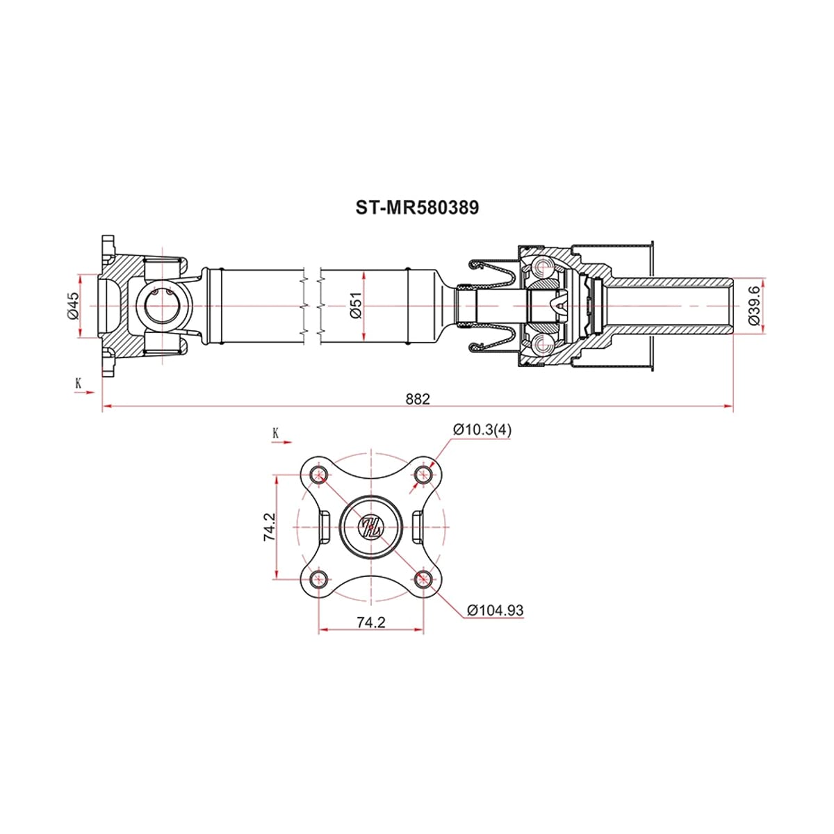 SAT Вал карданный Mitsubishi Pajero 99-11 / Montero 00-06 STMR580389