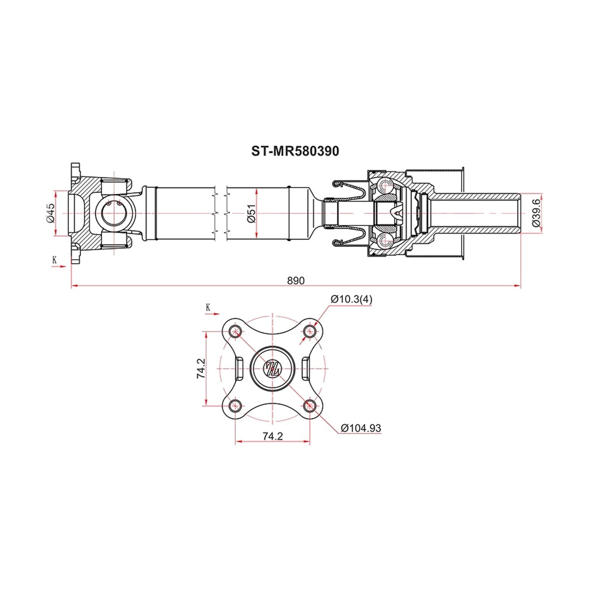 SAT Вал карданный Mitsubishi Pajero 99-20 / Montero 00 STMR580390
