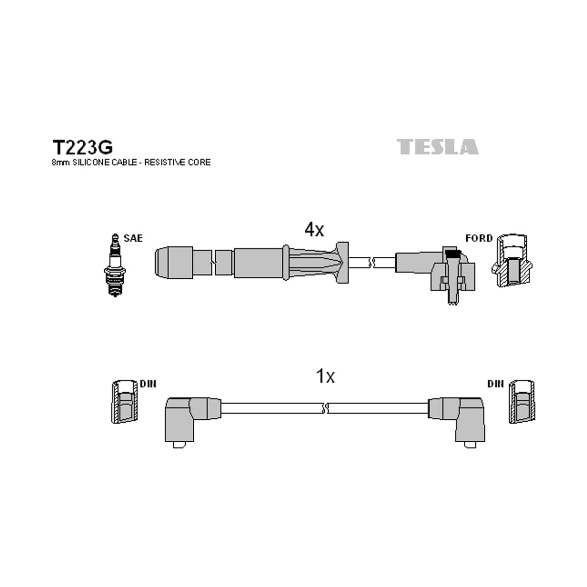 Деталь Комплект проводов зажигания TESLA