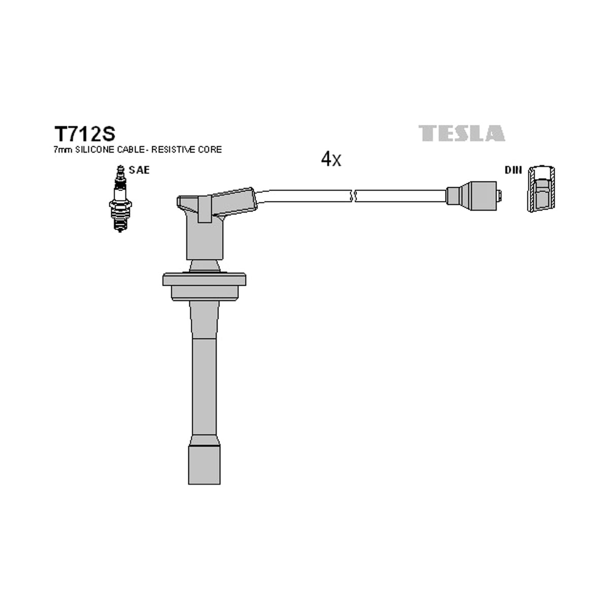 TESLA Провода свечные ГАЗ дв 405,406,409 силикон с наконечниками