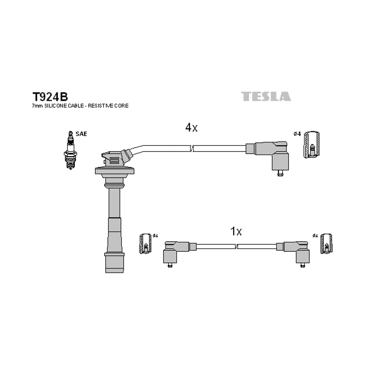 Деталь Комплект высоковольтных проводов TESLA