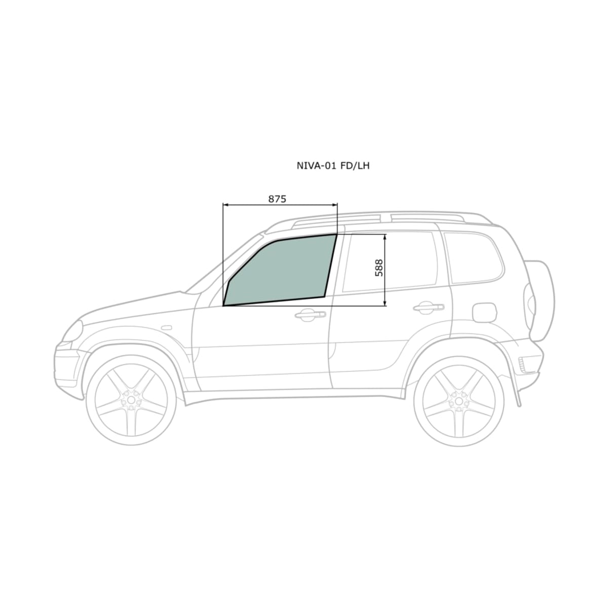 Деталь Стекло боковое опускное (Спереди/ Слева/ Цвет зеленый) Suzuki Escudo 97-05 / Grand Vitara 97-05 XYG