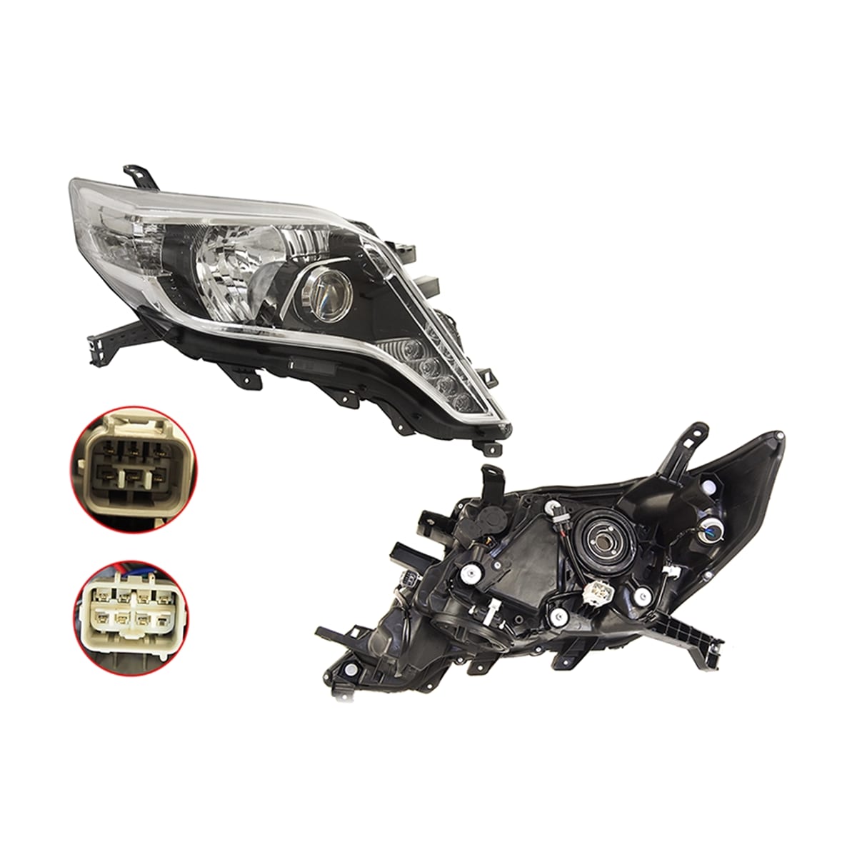 Деталь Фара Toyota Land Cruiser Prado (J150) 13-17 (Справа/ LED/Галоген/ ДХО/ С электрокорректором) TYC