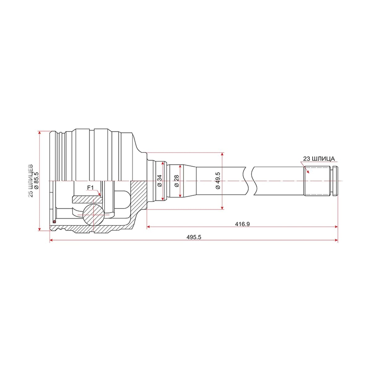 SAT Шрус (Спереди/ Справа/ Внутр) Lexus RX 97-03 / Toyota Caldina 97-02 TO637