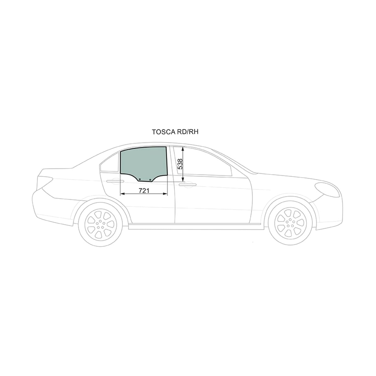 Деталь Стекло боковое опускное (Сзади/ Справа/ Цвет зеленый) Chevrolet Epica 06-13 / Daewoo Tosca 06-11 XYG