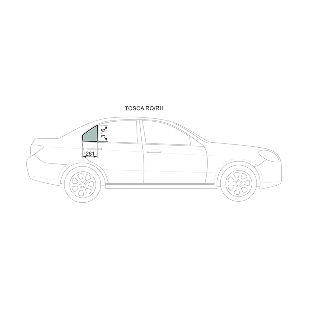 XYG Стекло форточки (Сзади/ Справа/ Цвет зеленый) Chevrolet Epica 06-13 / Daewoo Tosca 06-11