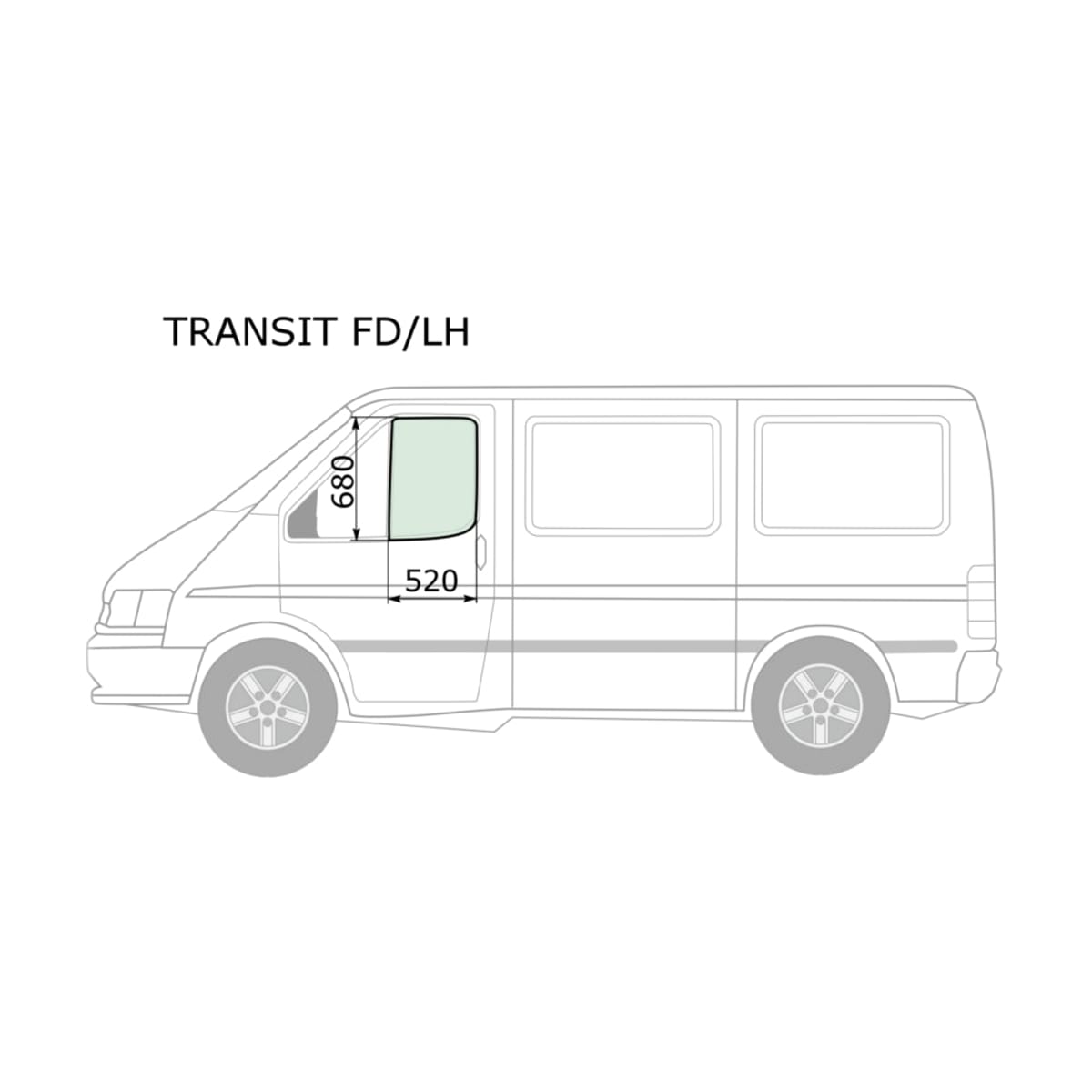 XYG Стекло боковое опускное (Спереди/ Слева/ Цвет зеленый) Ford Transit 85-00 TRANSITFD/LH