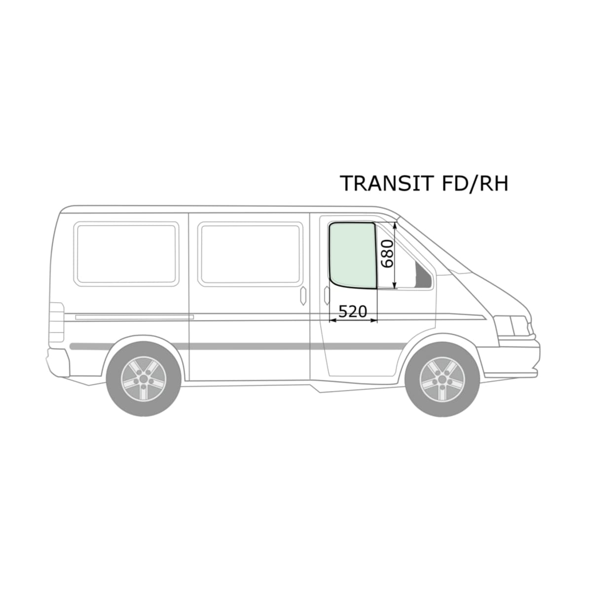 XYG Стекло боковое опускное (Спереди/ Справа/ Цвет зеленый) Ford Transit 85-00 TRANSITFD/RH