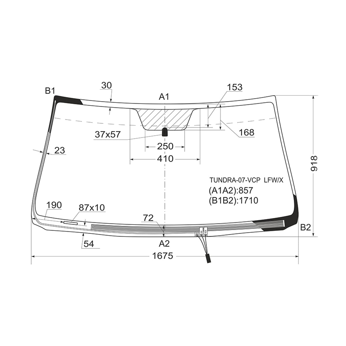 XYG Стекло лобовое (Обогрев щеток) Toyota Sequoia 07-17 / Tundra 06-22