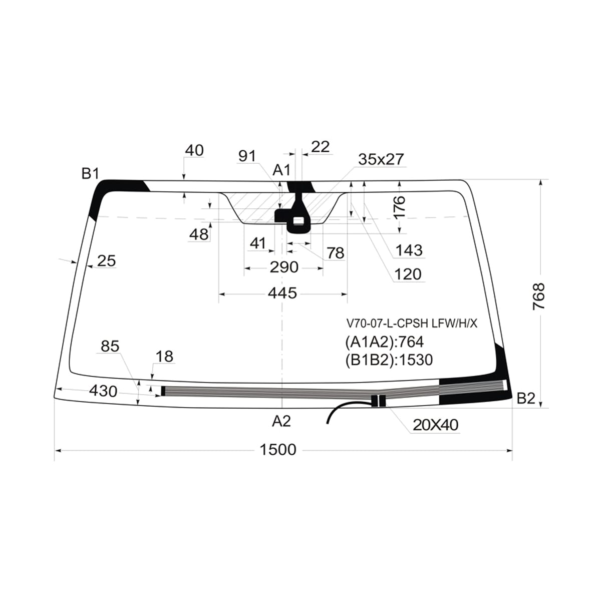 XYG Стекло лобовое (Обогрев щеток/ Датчик дождя) Mitsubishi Pajero 06-20 V7007LCPSHLFW/H/X