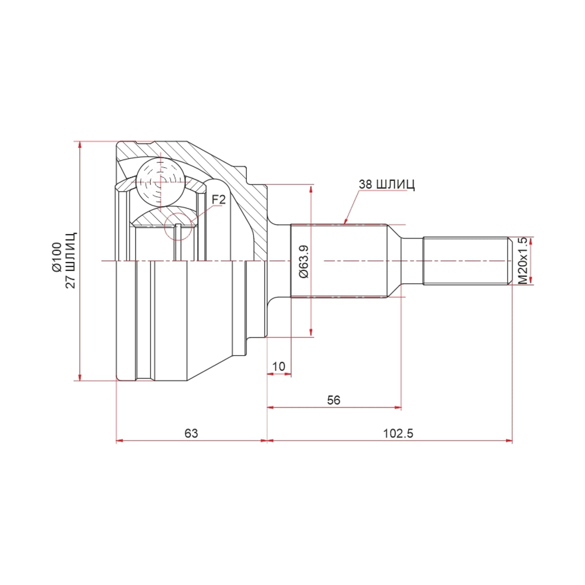 SAT Шрус (Спереди/ Наруж) Volkswagen Touareg 02-10 / Transporter 03-15 VW911