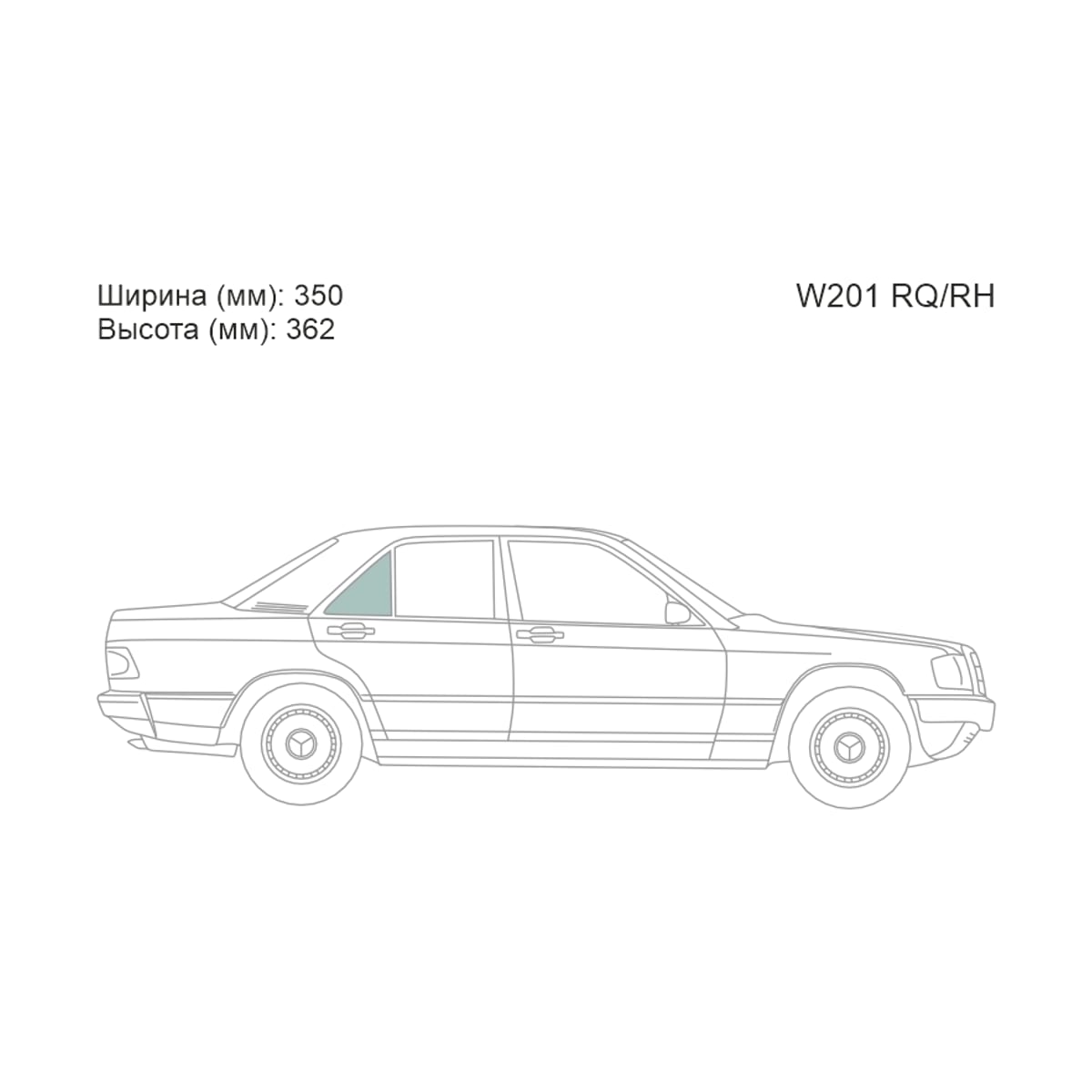 XYG Стекло форточки (Сзади/ Справа/ Цвет зеленый) Mercedes-Benz 190 82-94 W201RQ/RH