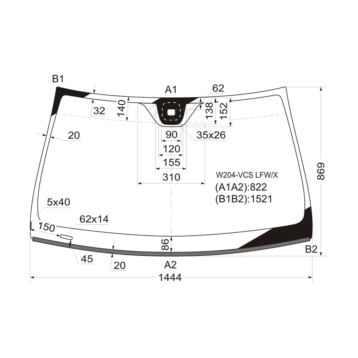XYG Стекло лобовое (Датчик дождя/ Молдинг/ 4D SED/5D WGN) Mercedes-Benz C-Class 07-15 W204VCSLFW/X