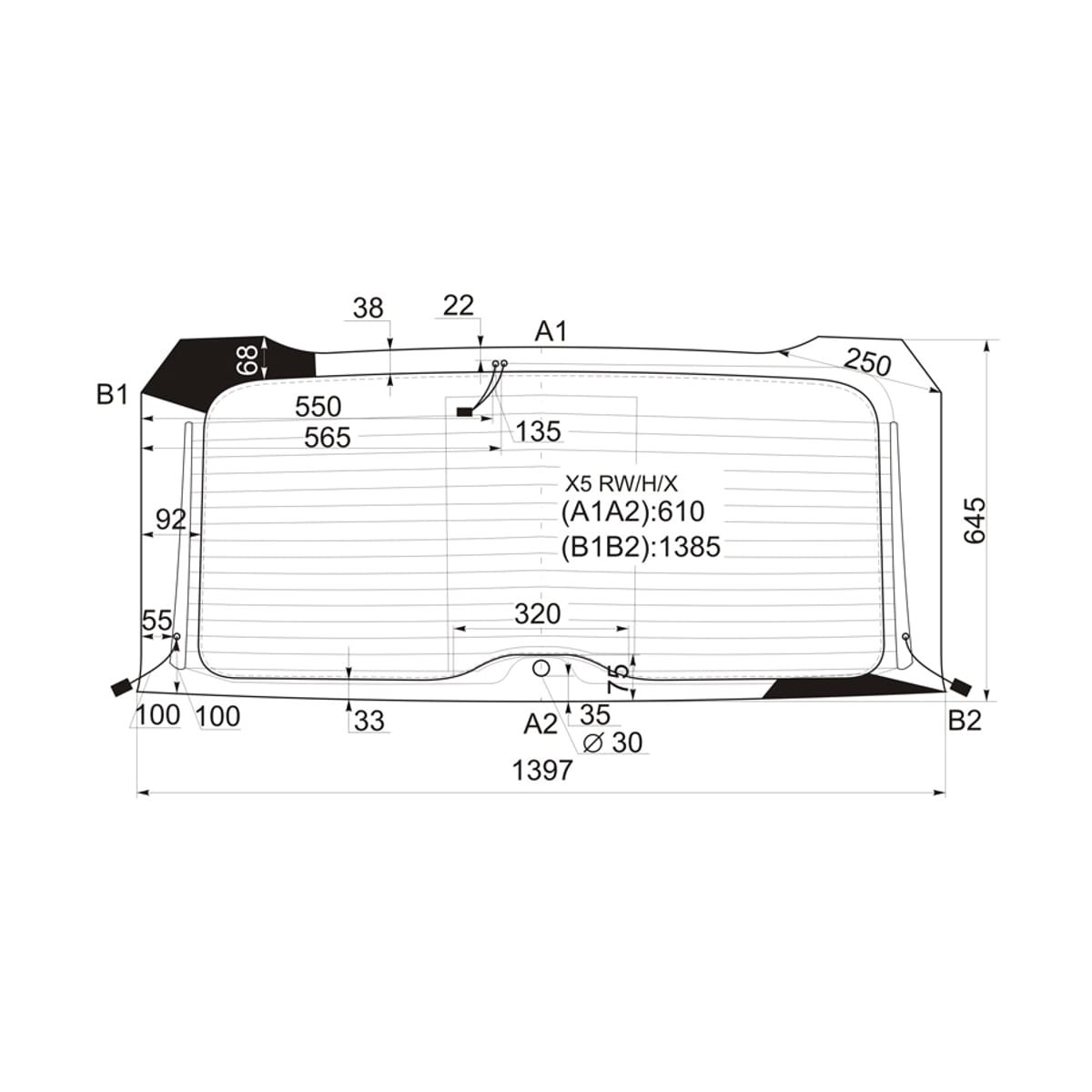 XYG Стекло заднее (Цвет зеленый/ Обогрев/ Антенна) BMW X5 99-06