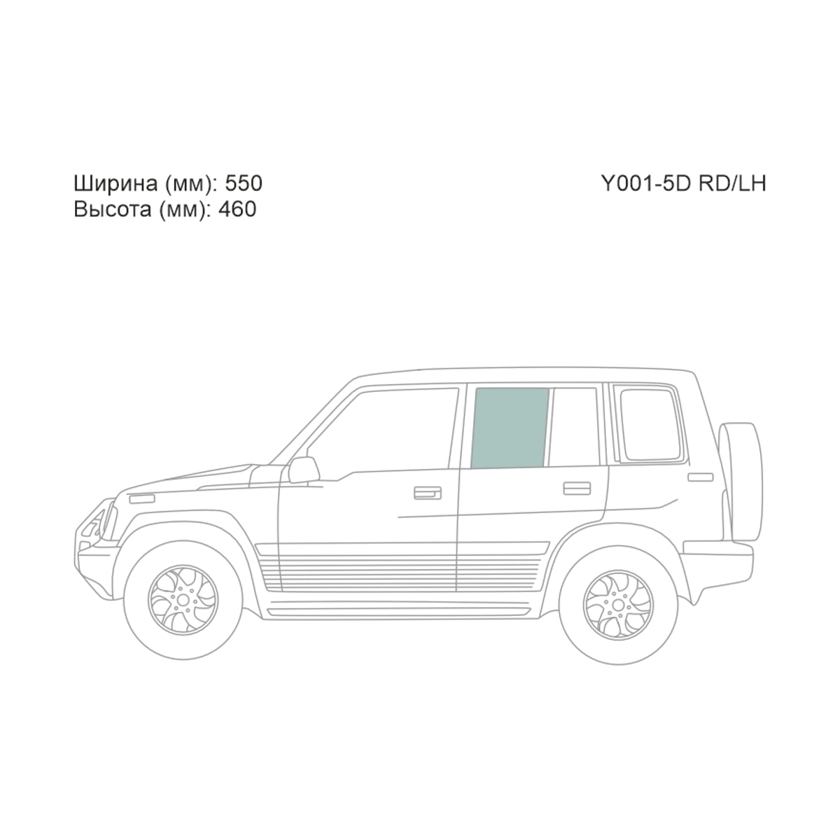 XYG Стекло боковое опускное (Сзади/ Слева/ Цвет зеленый) Suzuki Escudo 88-97 / Chevrolet Tracker 88-97 Y0015DRD/LH