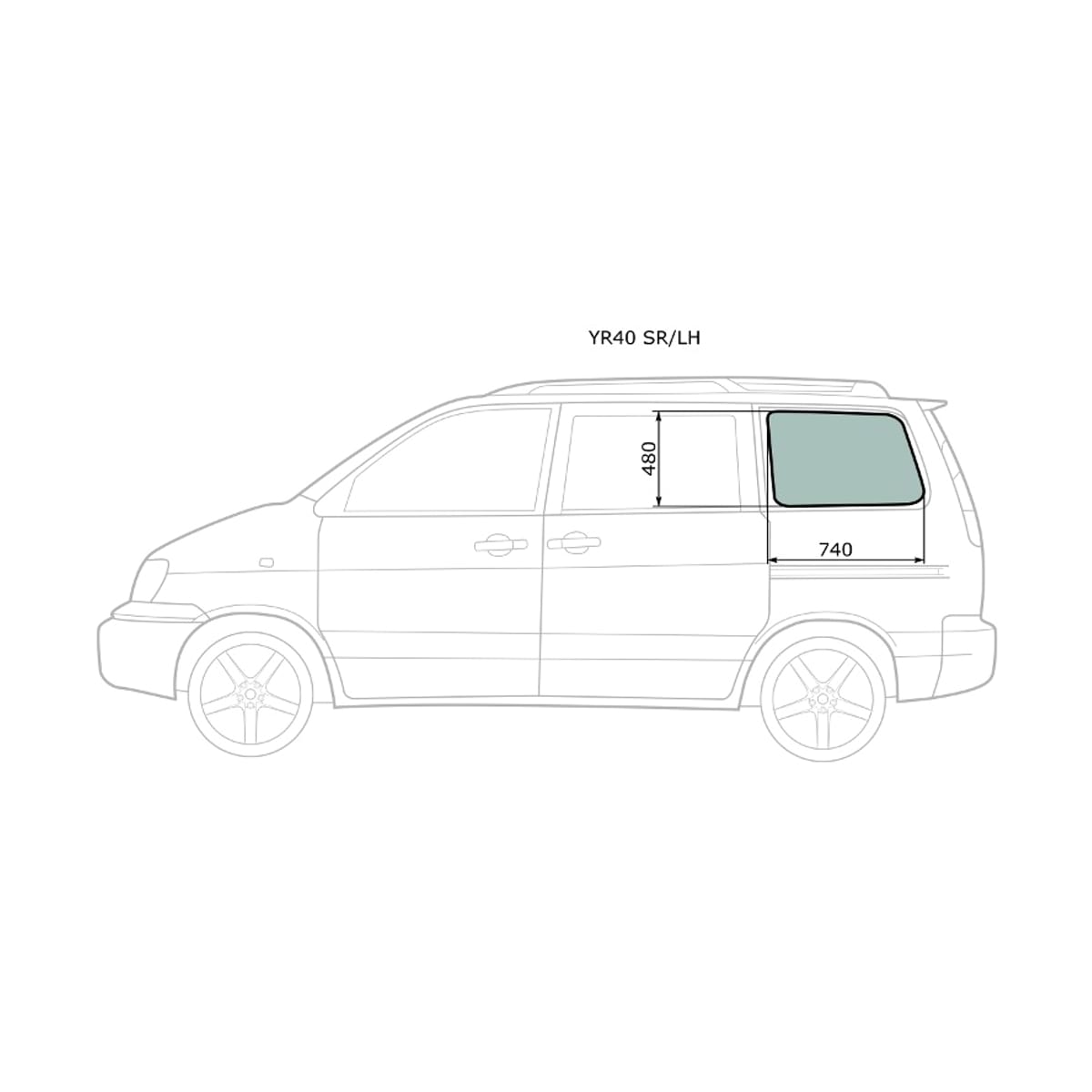 XYG Стекло кузова боковое (не опускное) (Слева/ Цвет зеленый) Toyota Lite Ace 96-07 / Lite Ace Noah 96-01 YR40SR/LH