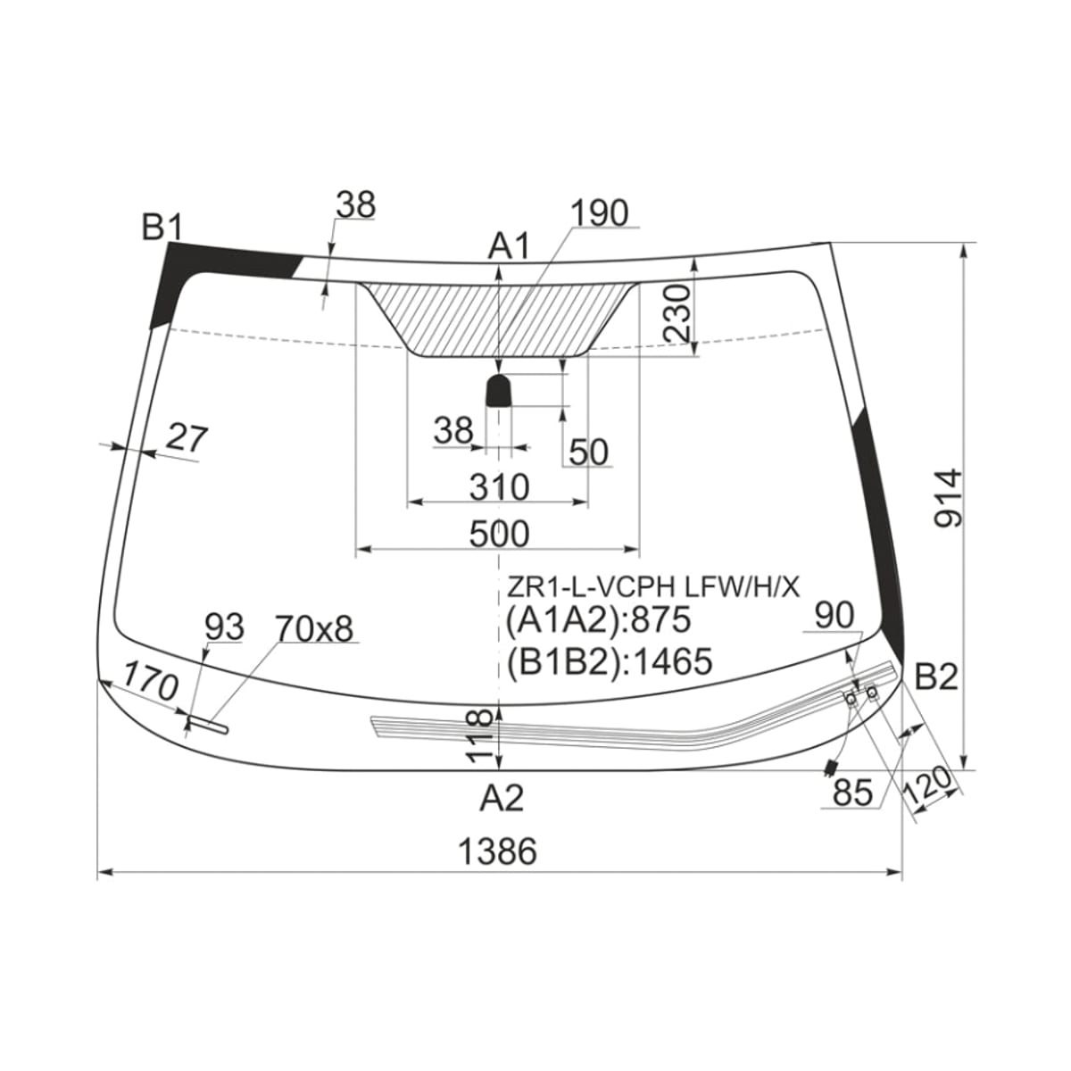 XYG Стекло лобовое (Обогрев щеток) Subaru Impreza 07-12 / Impreza WRX 07-14