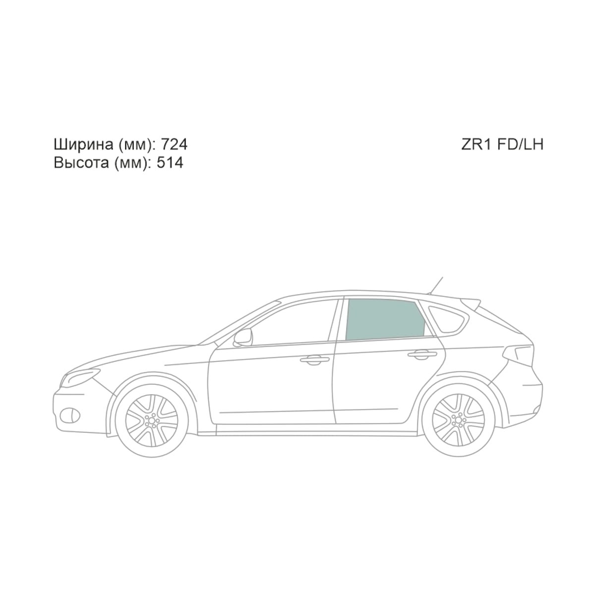 XYG Стекло боковое опускное (Сзади/ Слева/ Цвет зеленый) Subaru Impreza 07-16 / Impreza WRX 07-21